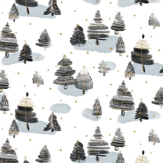 20 Servietten Winter Moderne Bäume schwarz gold als Tischdeko....