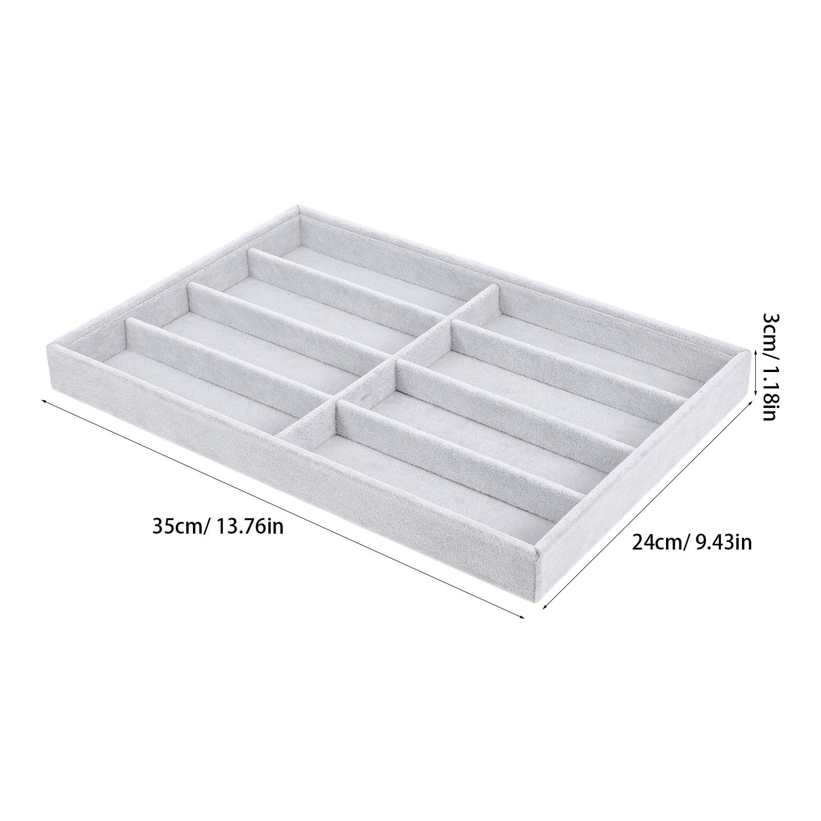 Bandeja Organizadora para Joyas y Estilo Simple 2 Piezas con 8 Compartimentos de Tablero de Alta Densidad para Decoracion Verano en Cajones y Tocadores