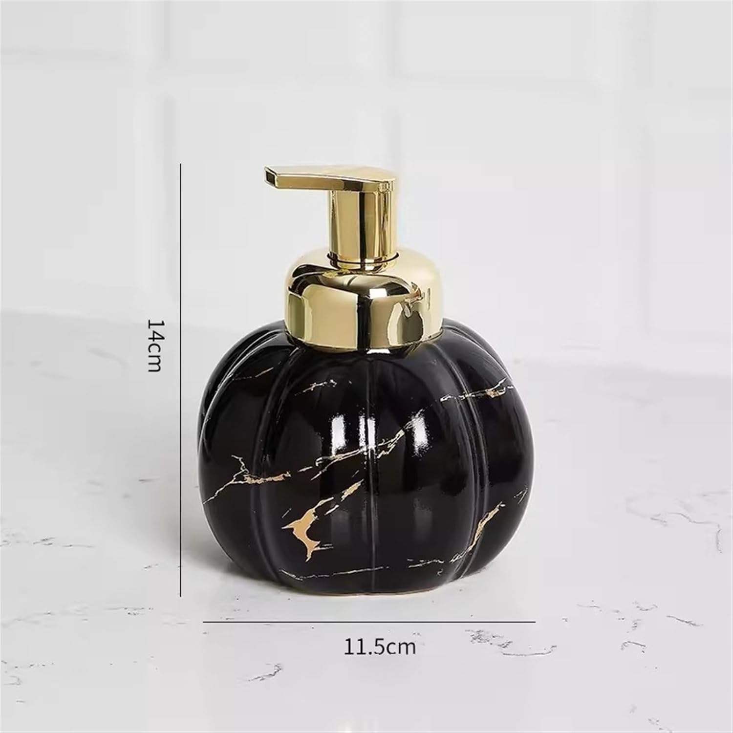 dispenser per sapone, Distributore di sapone, distributore da cucina, 460 ml/15,5 once bagno arrotondato in ceramica