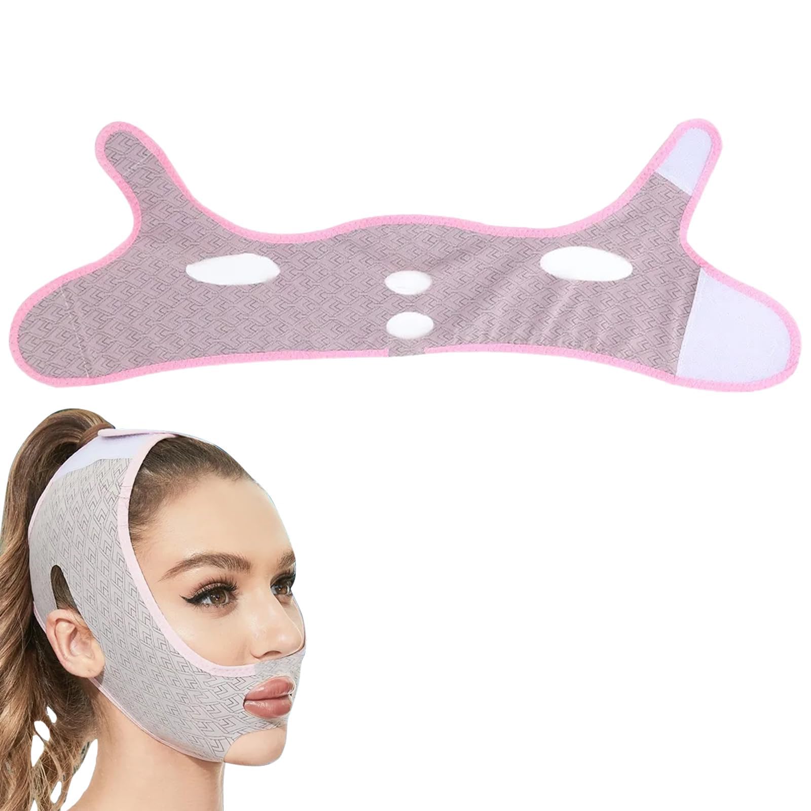 V-Line Face Slimming Chin Mask – Reusable Adjustable Lifting Strap for Jawline Contouring | Comfortable & Breathable Design for Sleeping, Work & Relaxation (Pink, Unisex)