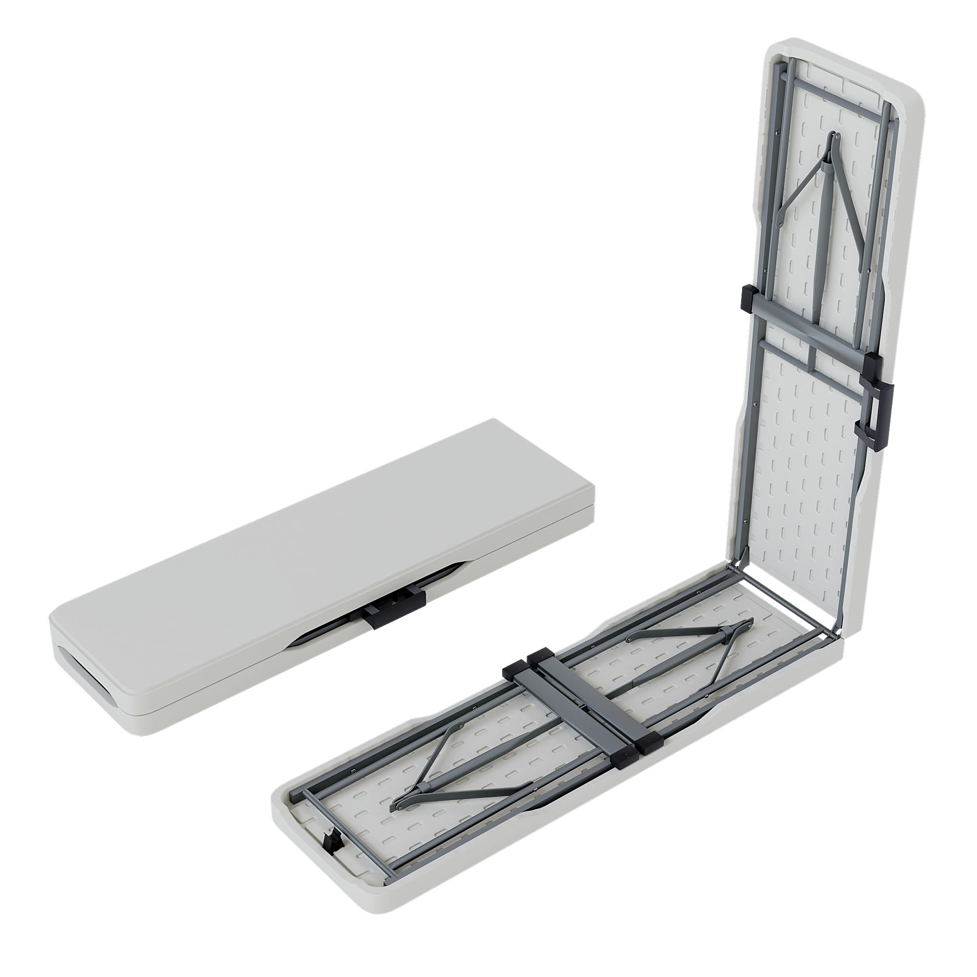 Home Vida Banc pliable de 1,8 m pour intérieur et extérieur pour jardin, pique-nique, fête, camping, salle à manger avec poignée, blanc (1)