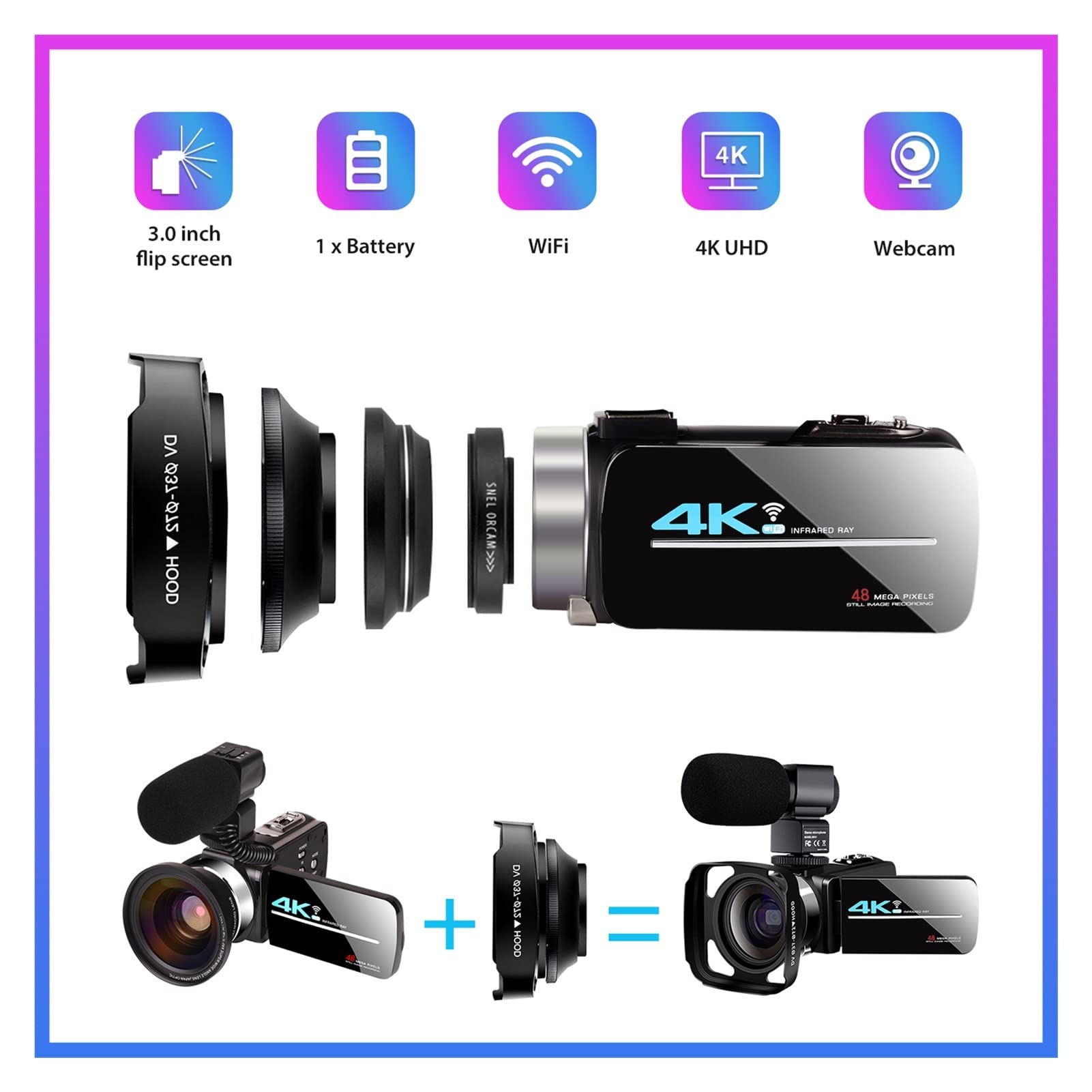 Amazon | ビデオカメラ カムコーダー ビデオカメラ4Kビデオカメラ18x