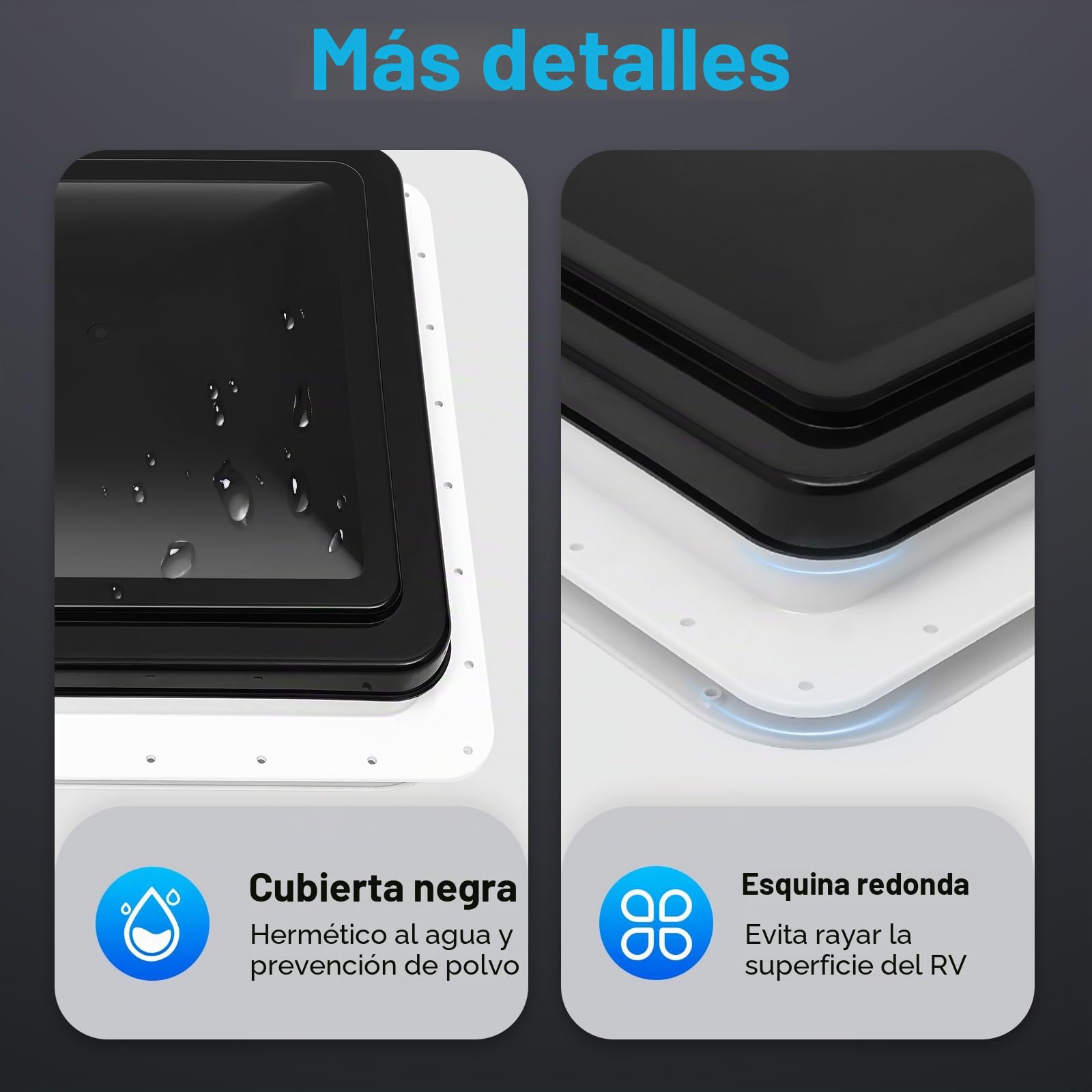 Escotilla de techo para caravana, 42 × 42 cm, claraboya, tragaluz, autocaravana con sellador Dekalin, tornillos para caravanas