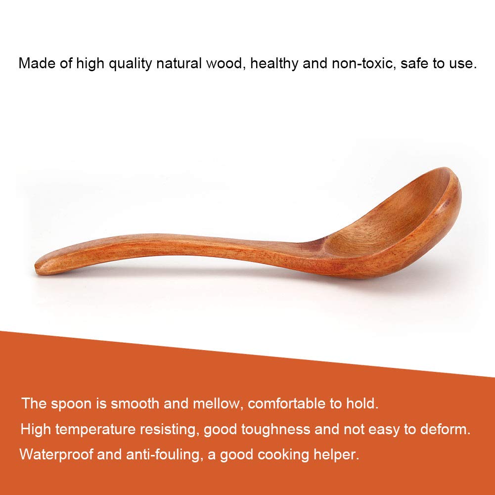 Soup Ladle Wood, Ladles for Cooking Wood, Long Handle Wooden Spoons, 7.1 X 2.4in(#1)