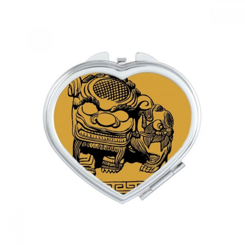 Miroir maquillage compact lion noir et coeur patriotique par DIYthinker