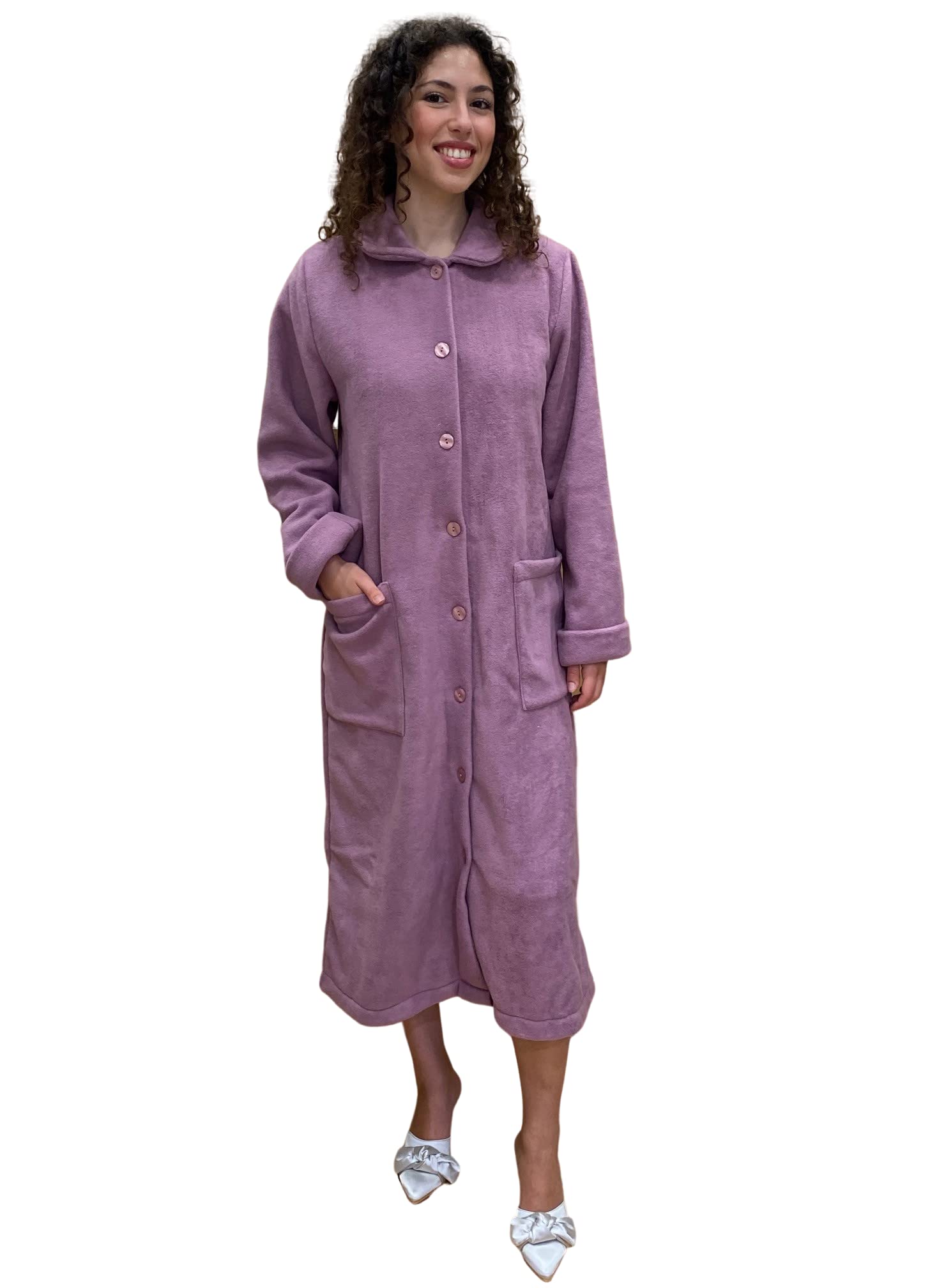 SGARLATA HOME Robe de chambre pour femme en microfibre anti-piling entièrement boutonnée Art. Milena