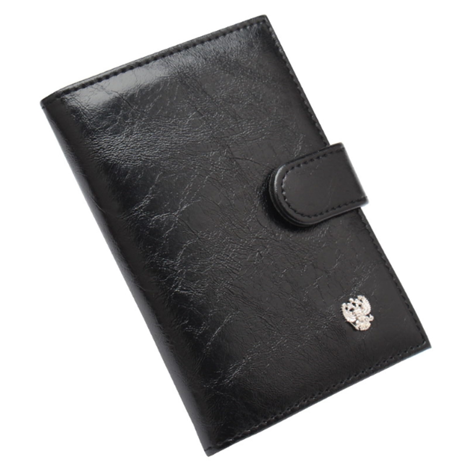Emblema nazionale russo metallo doppia testa aquila passaporto titolare PU libro fibbia tipo copertina design compatto, nero, One Size, Stile unico