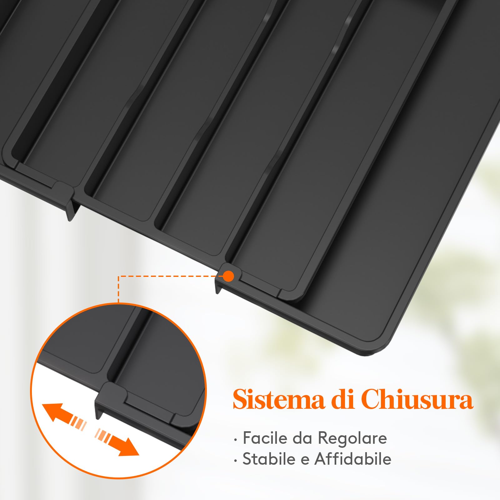 Lifewit Portaposate da Cassetto, Organizer Cucina Espandibile, Porta Posate Regolabile in Resistente Plastica per Cucchiai e Forchette, Profondità 34cm, Estensione max 41 cm, 1 Pacchi, Nero