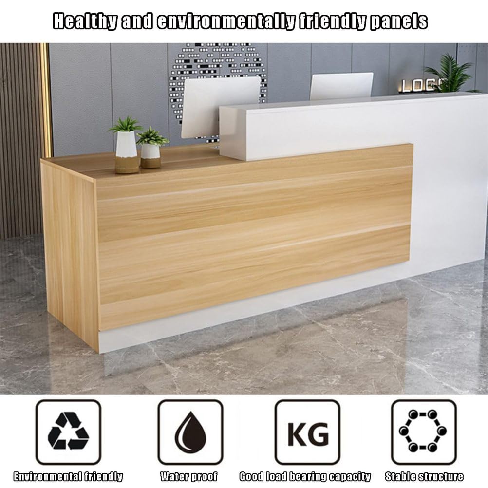 Scrivania per reception con cassetti chiudibili, moderna scrivania in legno, tavolo anteriore per computer, costruzione resistente, ideale per uffici e aziende, 7180 x 60 x 100 cm