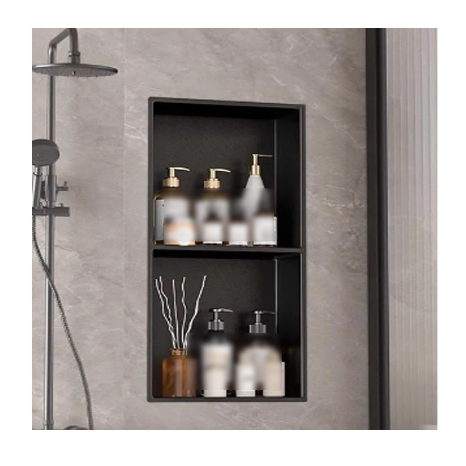 AYCDL Stainless Steel Shower Wall-Mounted nizer Waterproof Shelf for Shower or Kitchen Durable and Functional Design Space-Saving Storage Solution,Nero-70 * 28cm