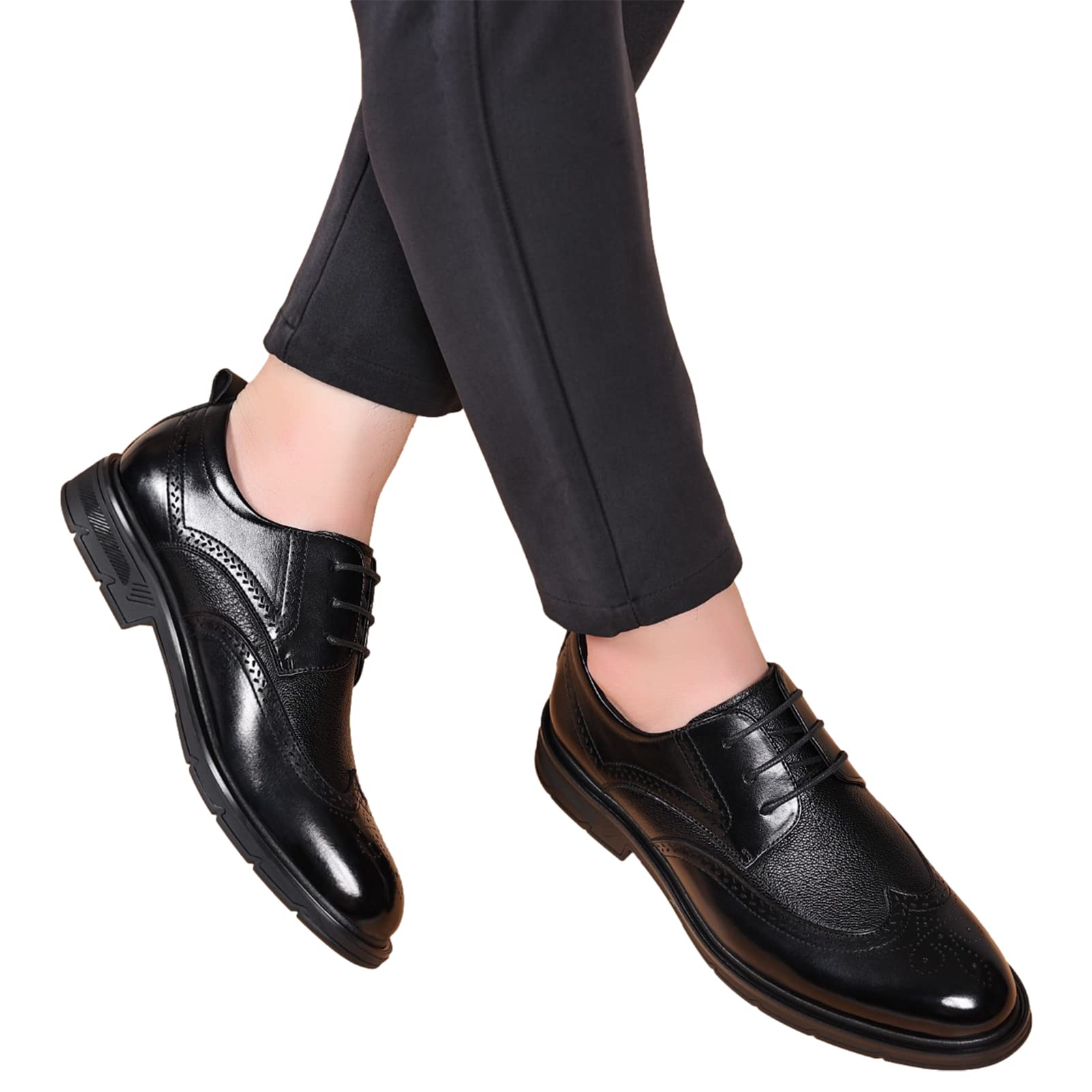ANUFER Uomini Vera Pelle Derby Brogue Formali Allacciare Scarpe da Sposa d'Affari