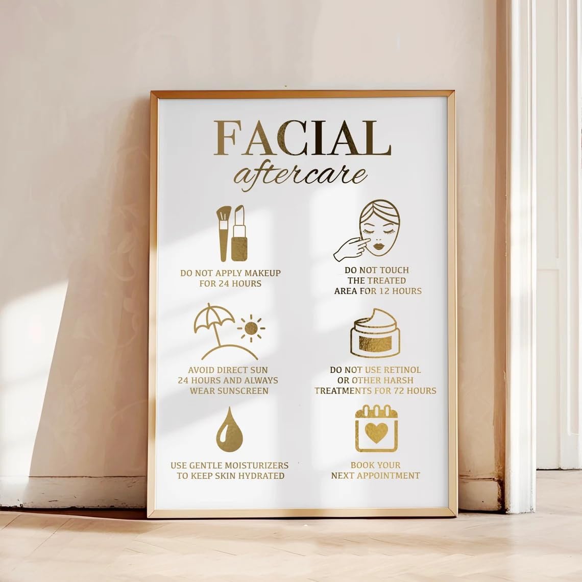 NATVVA 4 Pieces Facial Anatomy Canvas Painting Fitzpatrick Scale Pictures Facial Aftercare Poster Skin Anatomy Wall Art Prints for Beauty Clinic Beauty Salon Decor With Wooden Inner Frame