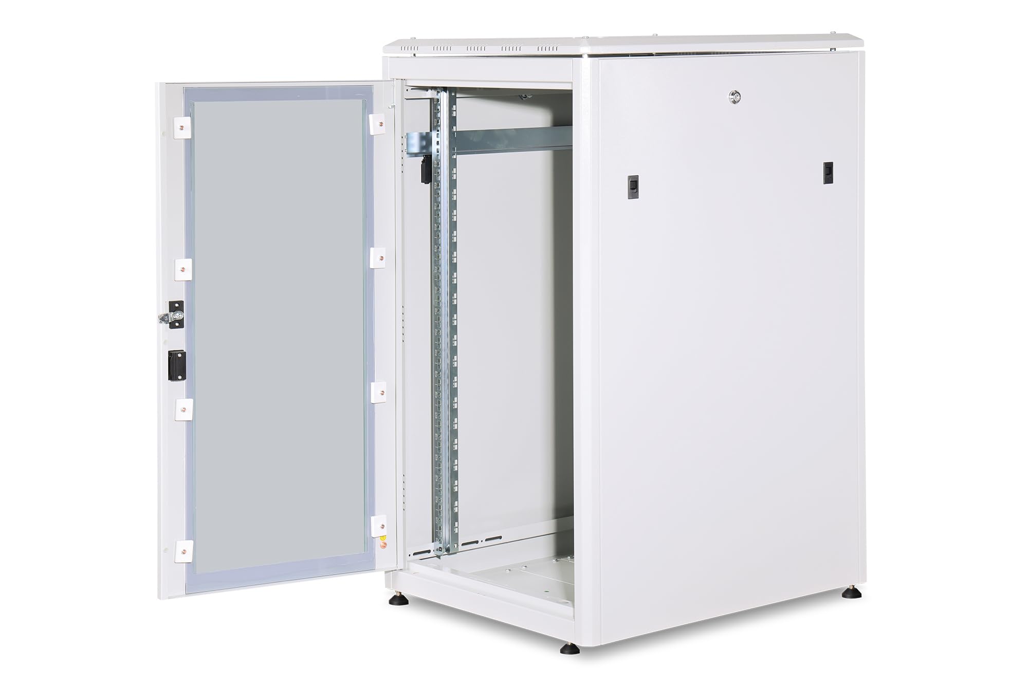 DIGITUS Armadio di rete – Rack da 19 pollici – 22U – 60x80 cm – Profondità utile 74,3 cm – Portata 1200 kg – Autoportante – Porta in vetro – Grado di protezione IP20 – Serie Unique – Grigio
