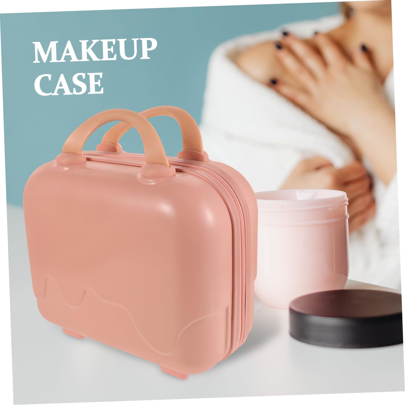 Beauty Case da Viaggio Rosa con Maniglia, Grande Capacità
