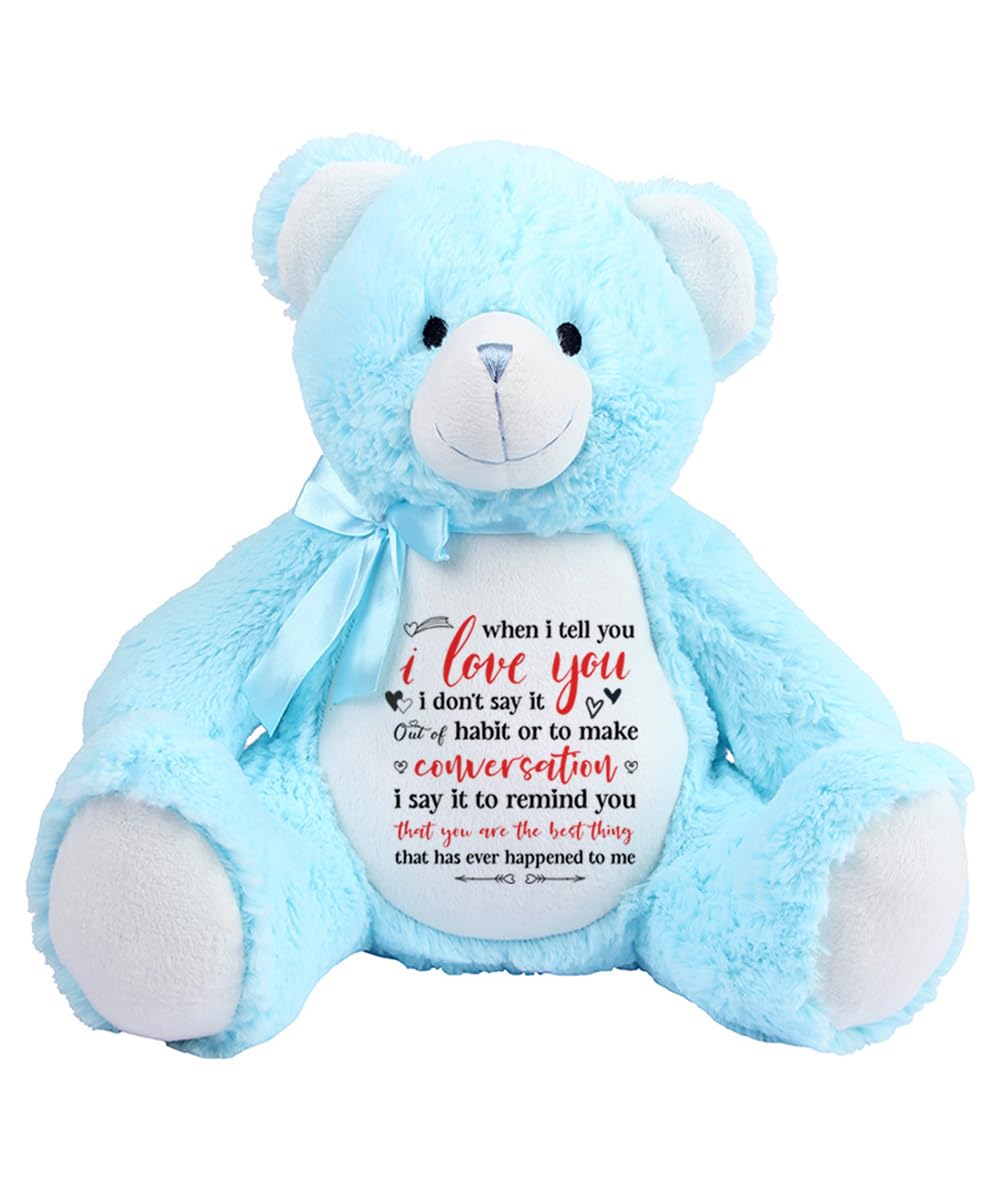 When I Tell You I Love You I Don't Say It Out of Habit, Valentine's Day Gift, Soft Toys, Teddy Bear. (Teddy Blue)