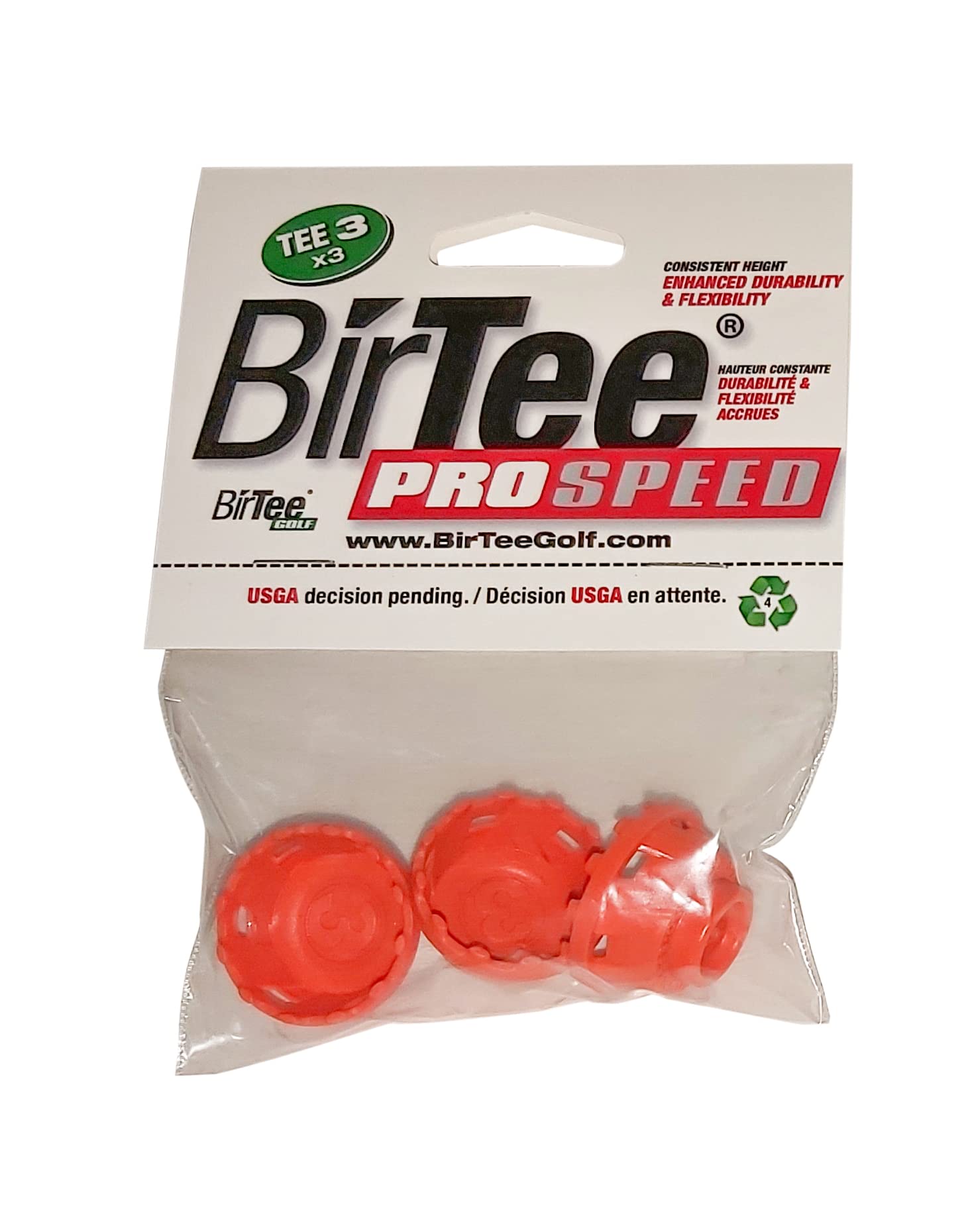 BirTee'BirTee Pro Golf Tees - Size #3 (3/4'') Individual Size Packs - 3 Tees Per Pack. Winter/Mat/Simulator Tees'