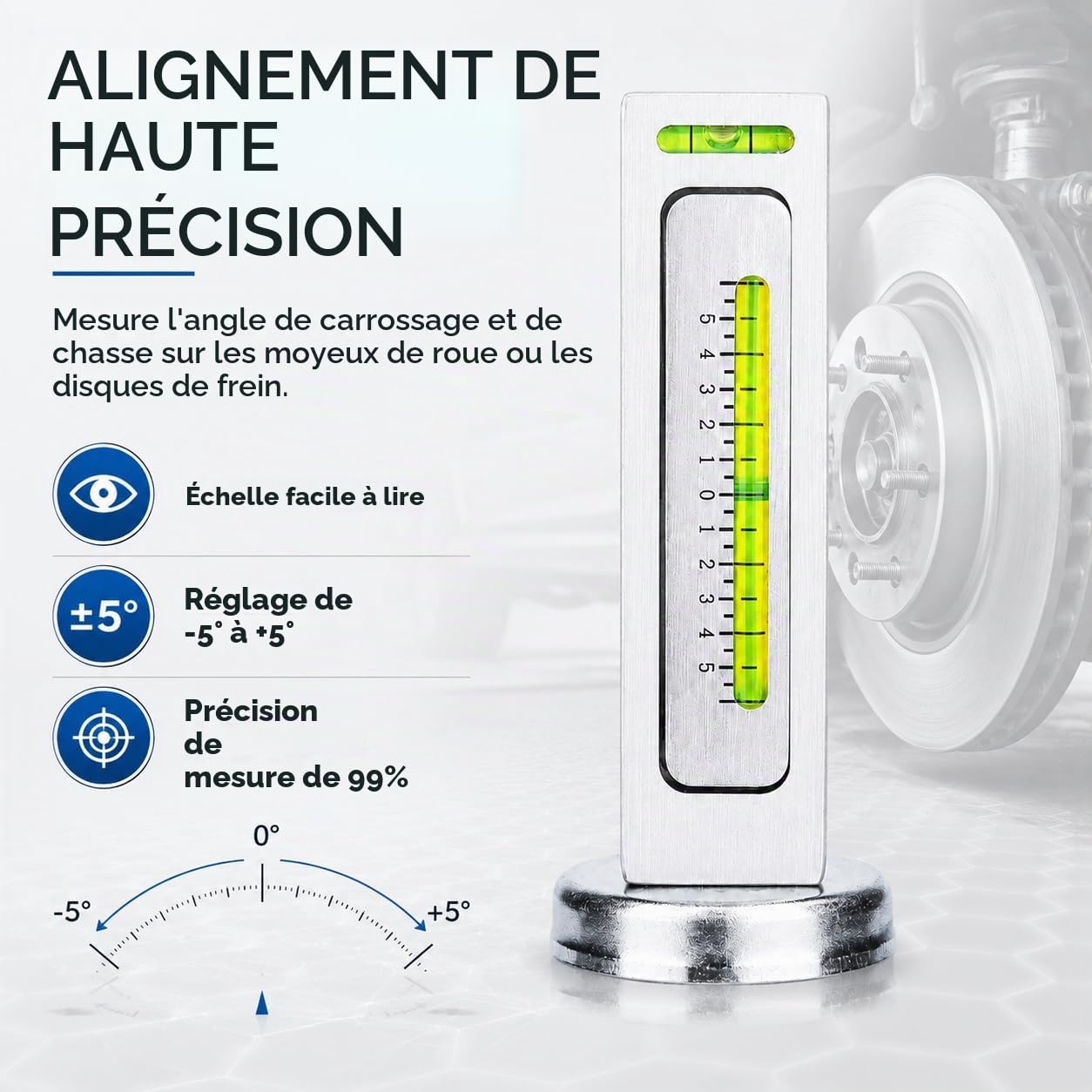 Outil de Jauge Magnétique Réglable Universel, Jauge d'alignement Magnétique Réglable de Voiture, Outil D'alignement De Roue De Réparation De Pneu Réglable pour la Réparation et L'Entretien Automobile