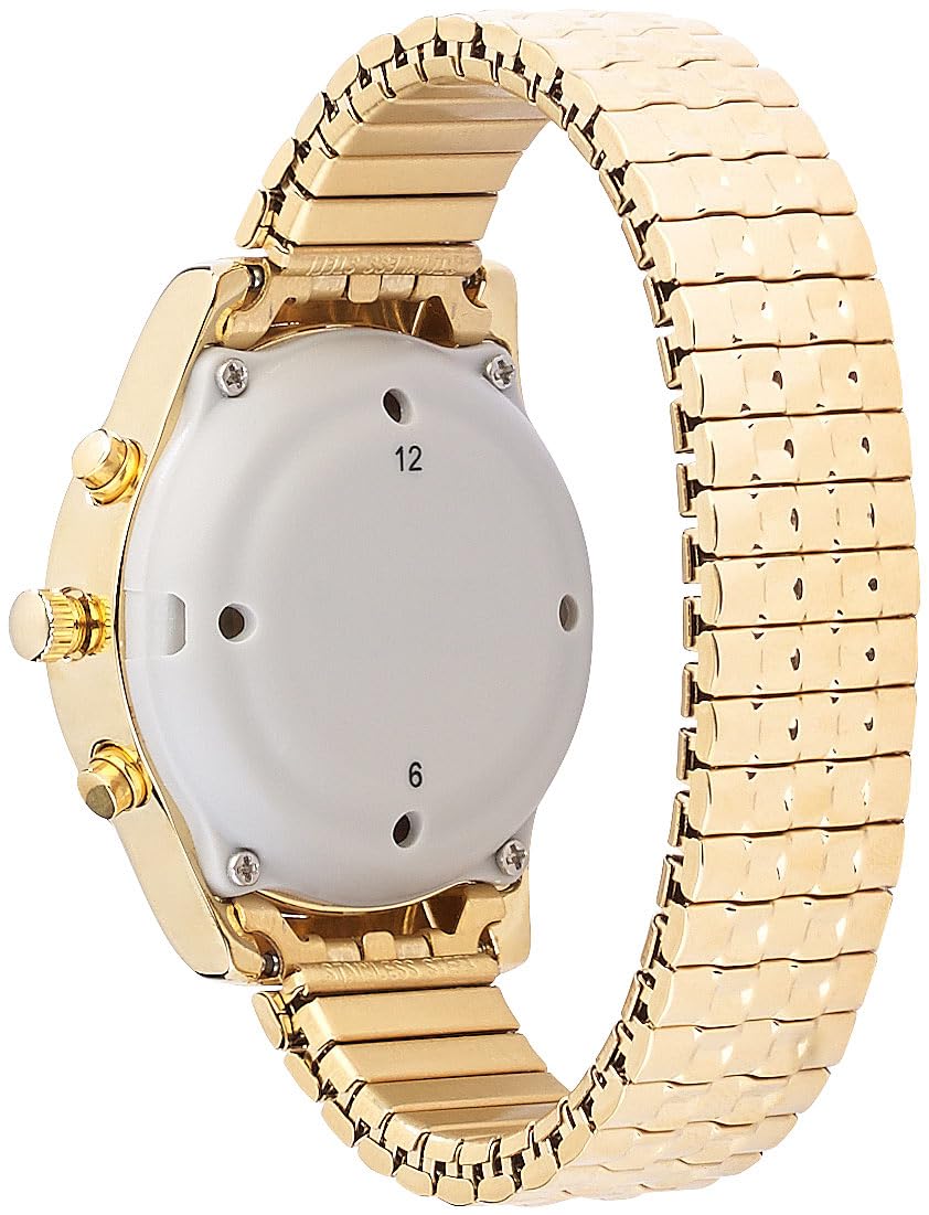 Damenuhr: Sprechende Seniorenuhr mit Funk, filigranes Ziffernblatt, vergoldet (Sprechende Damenuhr, Herren Armbanduhr, Solar)
