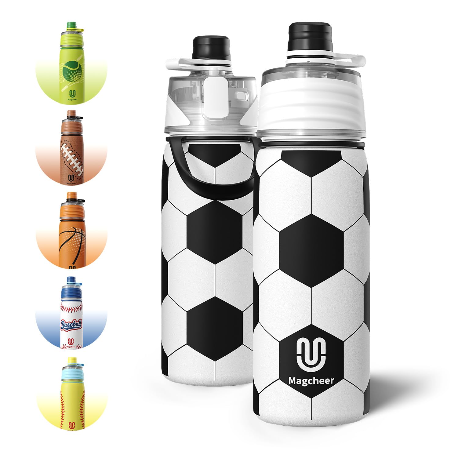magcheer Borraccia termica da calcio con nebulizzazione 3D testurizzata in metallo, per bambini, per il rientro a scuola, incredibile regalo per ragazzi e ragazze, 600 ml