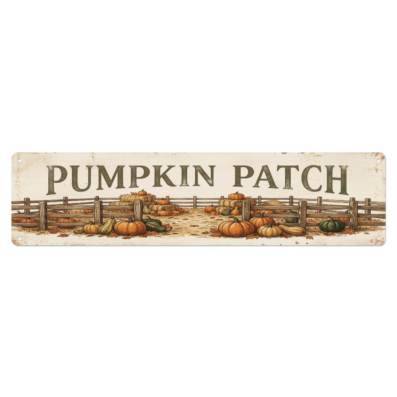 Vintage Pen Pumpkin Farmhouse Funny Gourd Backyard Farm Metal Tin Sign Plaque Wall Decor for Cafe, Club, Garden Metal Poster 4x16Inch