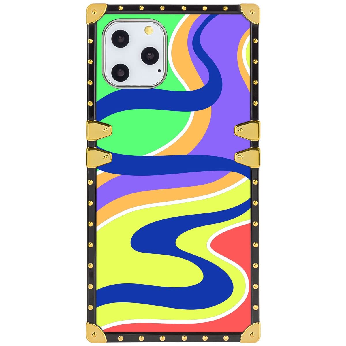 SHENCANG BLUE Designed Phone Case for iPhone 11 Pro Designer Blue Water Wave Design Black Frame Smartphone Cover Soft TPU Shockproof Mobile Phone Case