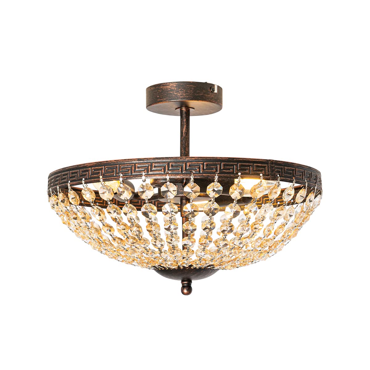 Qazqa classic-antique Deckenleuchte, Deckenlampe - Mondrian - Bronze, Rund, 3-flammig, 35cm, Ideal als Flur, Küche lampe, Schlafzimmerlampe und Wohnzimmerlampe