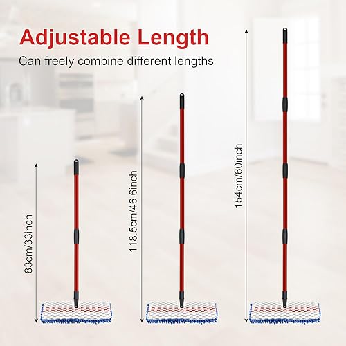 Miniatura 6 de Juego de trapeador de polvo de microfibra para limpieza de pisos, trapeador plano para limpieza en húmedo y seco, lavable para mopa de piso de