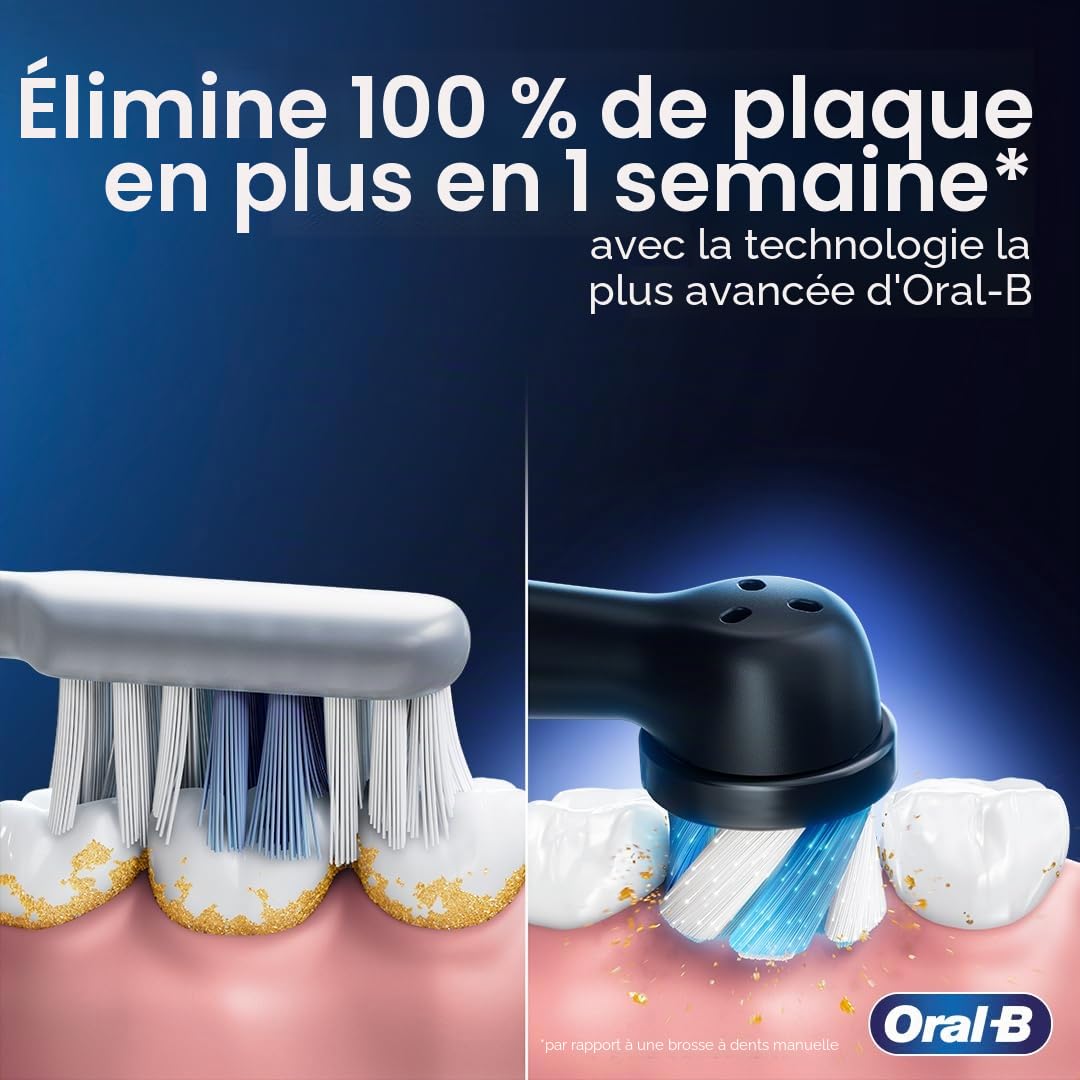 Oral-B iO Series 6 Brosse à dents électrique rechargeable avec capteur de pression visible pour protéger les gencives, minuterie de 2 minutes, 5 réglages de nettoyage, 1 tête de brosse à dents de