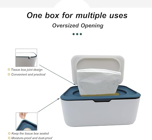 Miniatura 3 de Dispensador de toallitas húmedas, soporte para toallitas para bebés con 2 recipientes portátiles de viaje, contenedor de toallitas recargables con