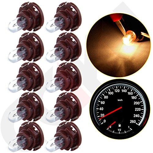 Image of cciyu 10 x Warm White T5 /T4.7 Neo Wedge Halogen Instrument Dash A /C Bulbs | Replace for T5 - 79607-SHJ-S01;T4.7