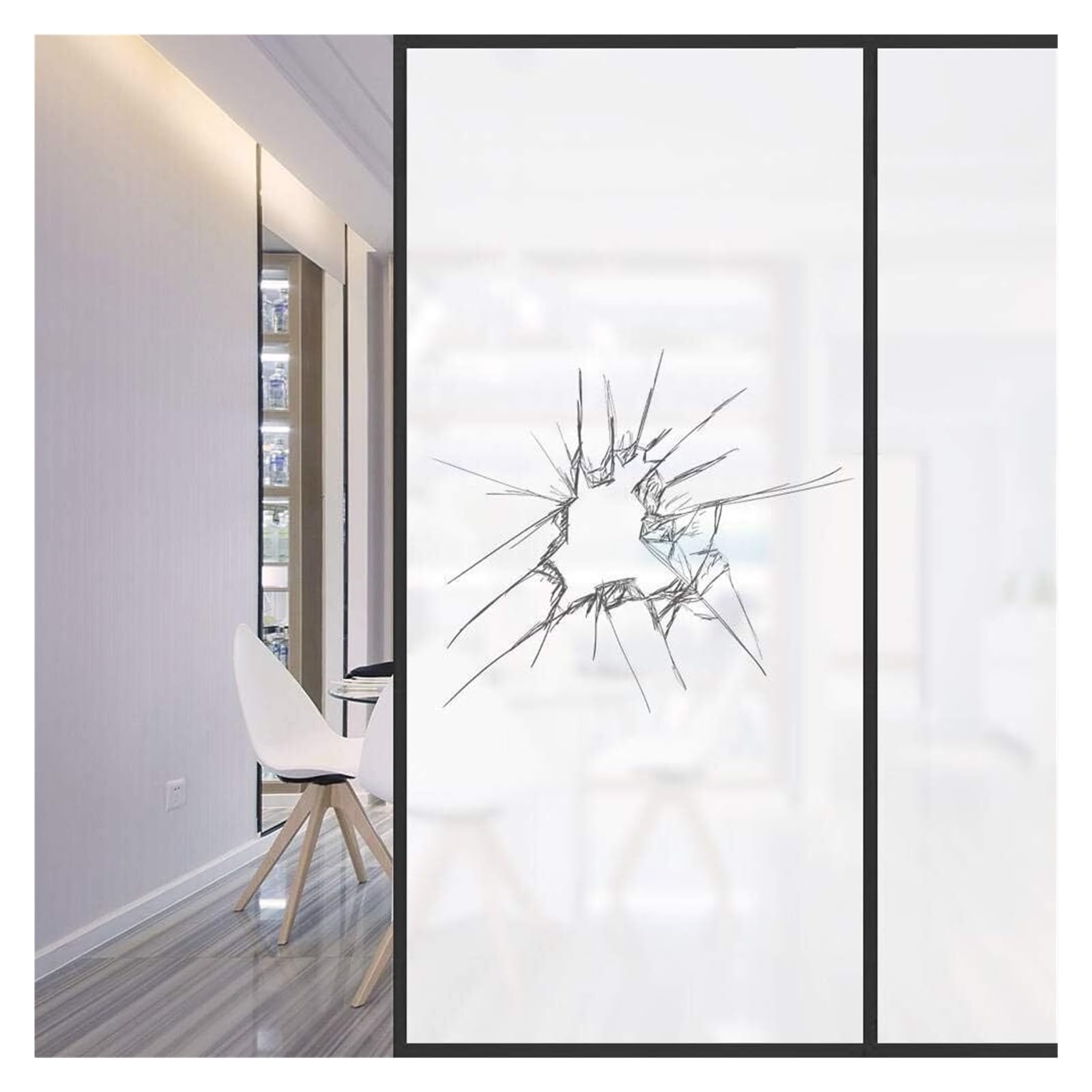 window film， Black Lines Privacy for Glass Windows Opaque Frosted Window bathroom Film)((58x90 cm))