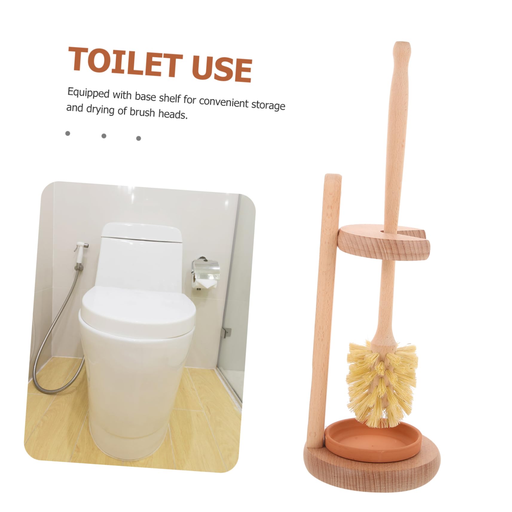 VALICLUD Juego de Escobilla Cepillo de Limpieza para Baño para Inodoro con Soporte de Madera y Cerámica Que No Daña Superficies y Limpia sin Dejar Rincones