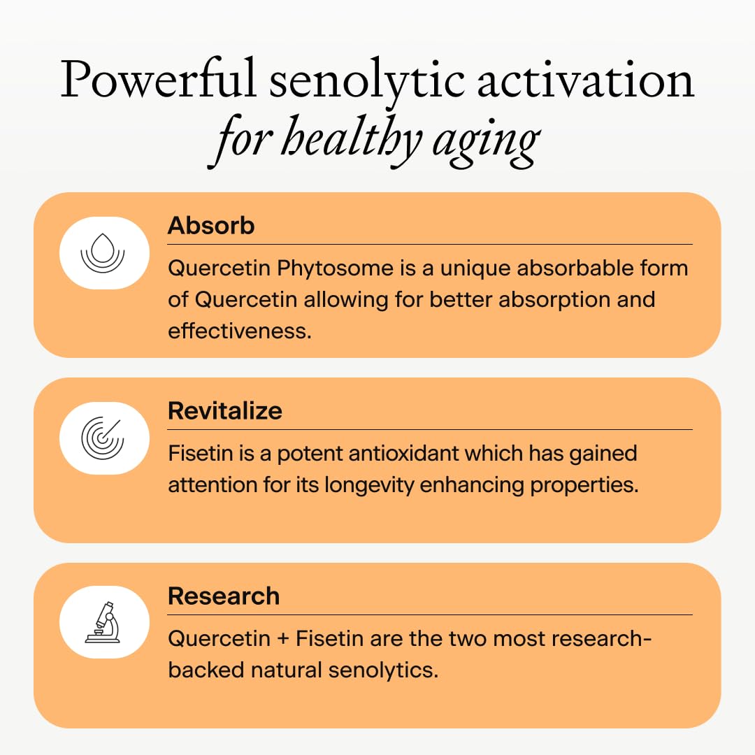 OMRE Quercetin and Fisetin Supplements - Third-Party Tested Senolytic Supplements for Aging Support - 500mg Quercetin Phytosome and 100mg Fisetin - Highly Bioavailable Forms — Amazon image 5