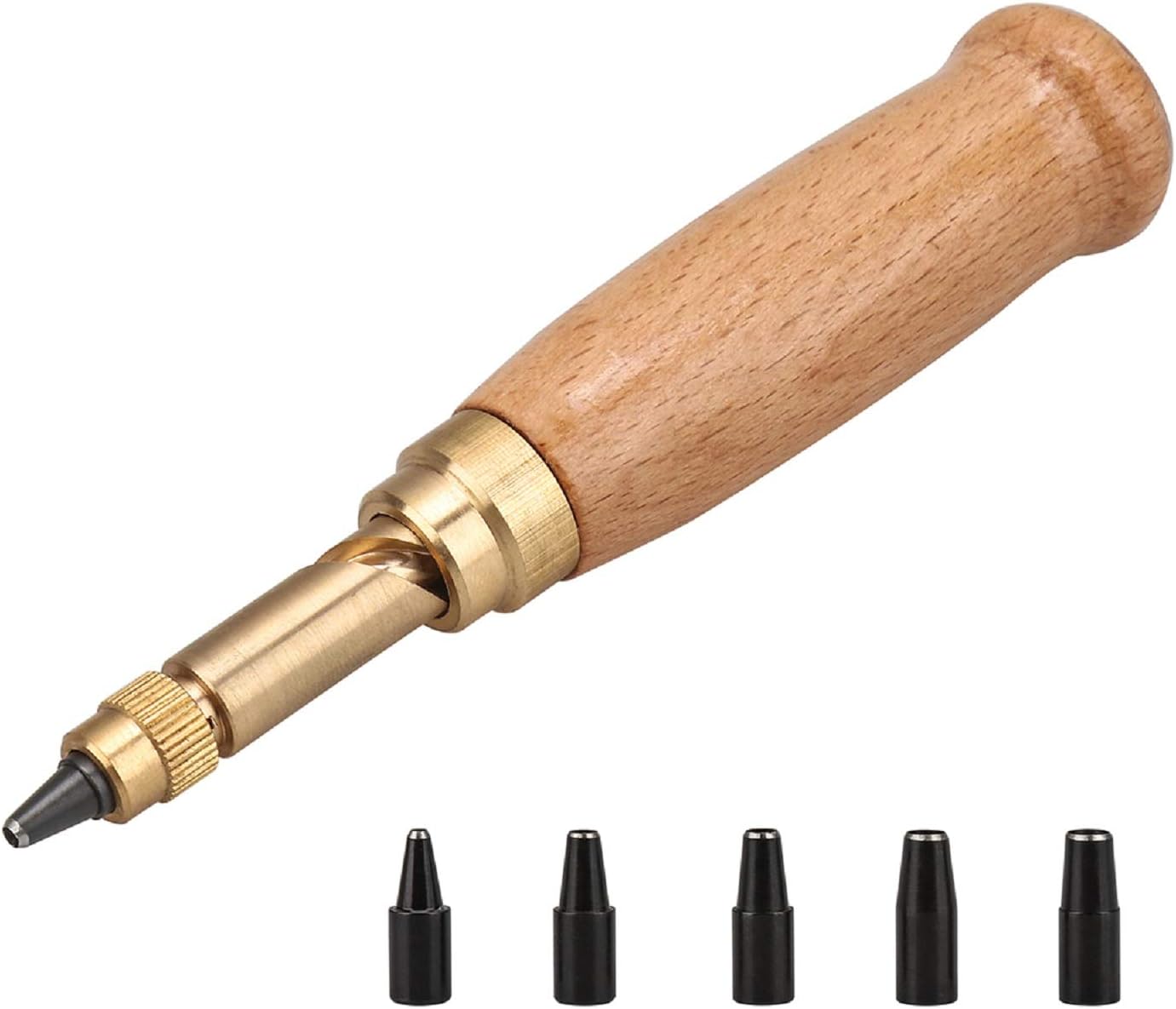 Hotusi Screw Hole Punch/Auto Leather Tool Book Drill 6 tips sizes 1.5-4mm for Sewing Leather Paper craft