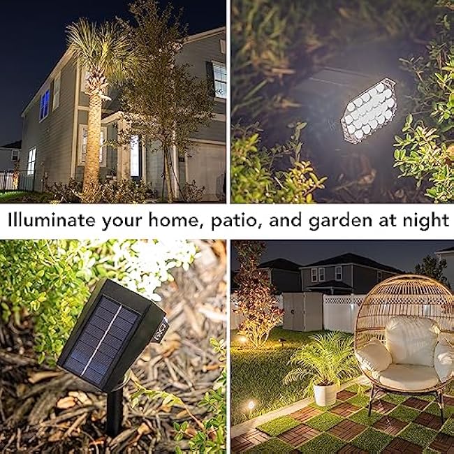 Solar Landscape Spot Lights Outdoor - | Waterproof IP68 | Easy Installation | Auto ON/Off | 100% Solar Powered | Garden, Patio, Landscape Lighting, Solar Yard Lights, Warm White