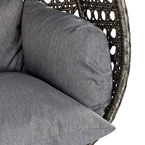 Island Gale Luxury Comfort 2 Person Outdoor, Patio, Hanging Wicker Swing Chair (X Large-Plus, Charcoal Wicker With Charcoal Cushion-Bk) #TOP4