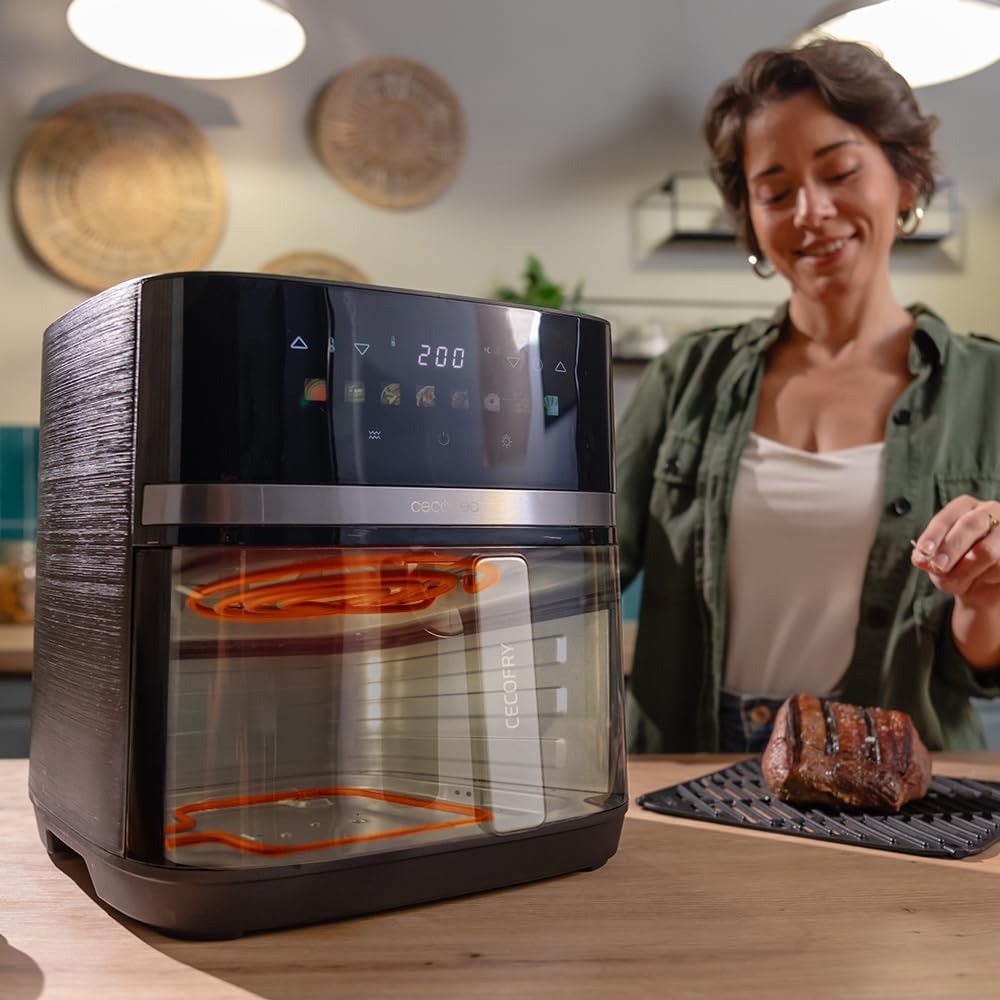 Cecotec Friggitrice ad Aria 8 Litri - Air Fryer Cecofry&Grill Duoheat 8000. 2200W, Doppia Resistenza, Dietetica e Digitale, Finestra, Temperatura Regolabile 80-200°C, 8 Menu
