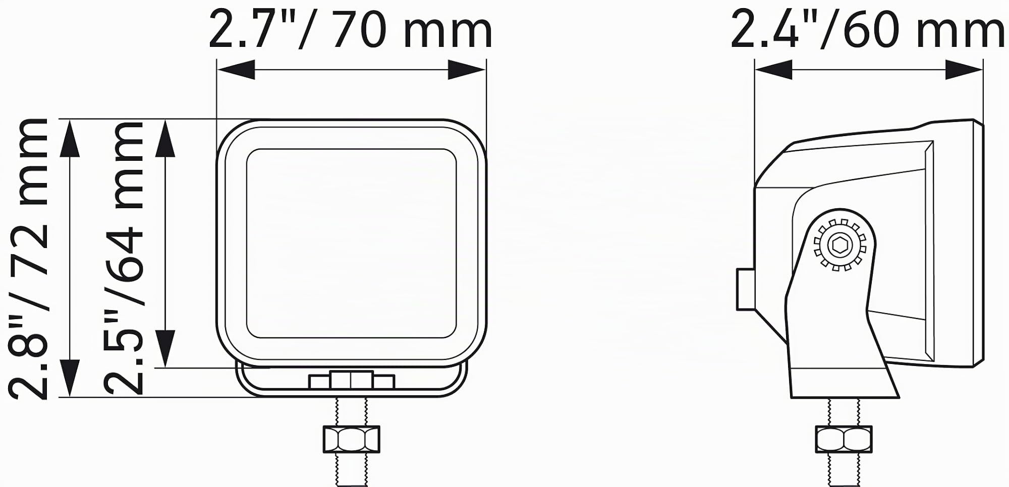 Hella 1FA 358 176-801 LED-Faro di profondità, Black Magic Cube Kit 2.7", 12/24V, Montaggio, esterno, Illuminazione campo vicino, Cavo 500mm, Spina Spina DEUTSCH, Kit, Quantità 2