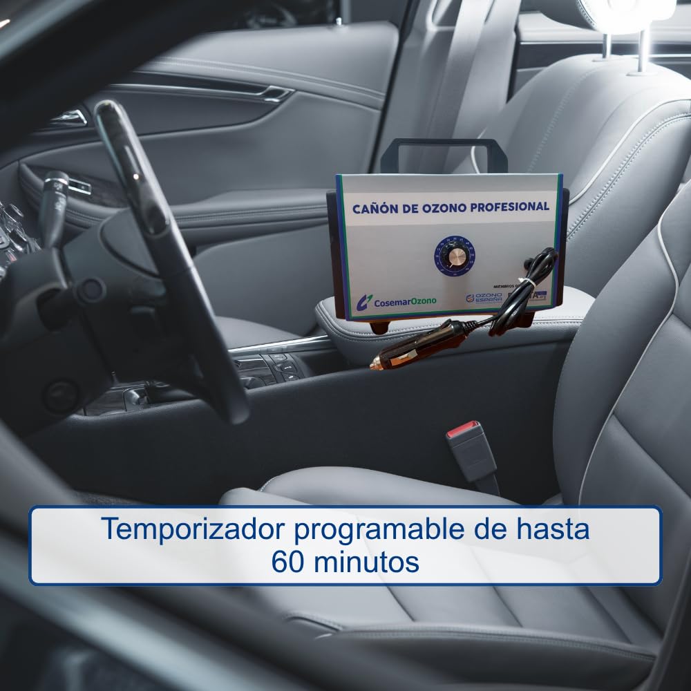 Generador De Ozono Para Coche 5000 Mg/H - Cañón Mini 12V DC - Purificador de aire - Ozonizador para coche - Elimina malos olores - Taxi - Temporizador 60 minutos - OH OZONO HOGAR GRUPO COSEMAR OZONO