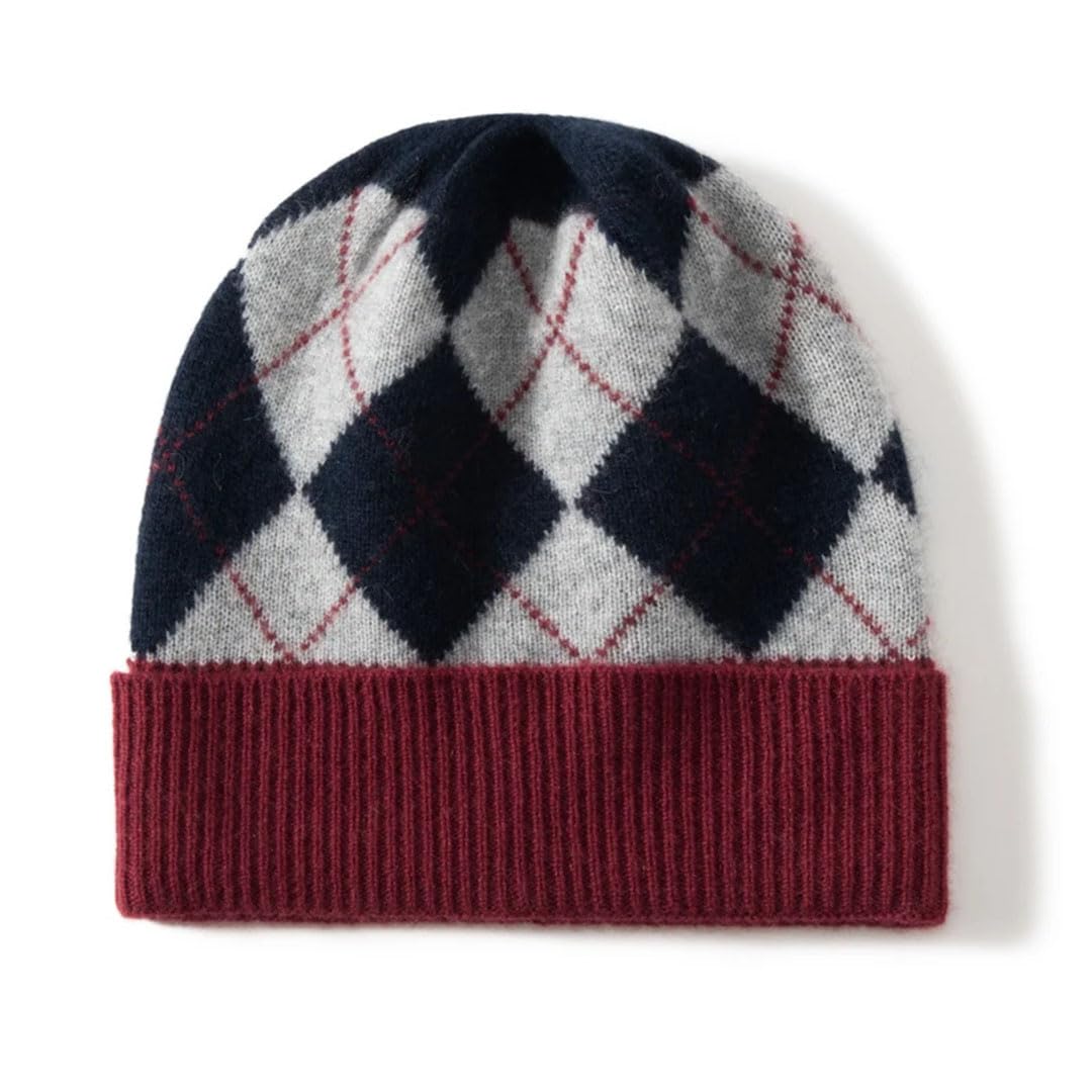 Damskie czapki w kratę zimowe miękkie 100% kaszmir czapka dzianinowe czapki biodrowe ciepłe czapki beanie dla kobiet mężczyzn