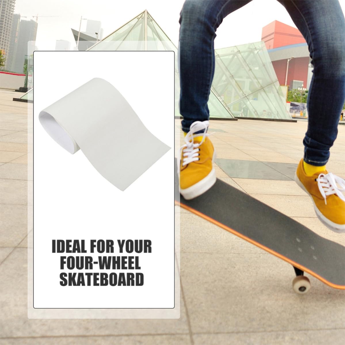 Cabilock 5 Stück Hochtransparentes Selbstklebendes Skateboard Gripband | Sandstruktur, Rutschhemmende Oberfläche, Schützt vor Abnutzung, für Parkskating und Viele Skateboard Szenarien