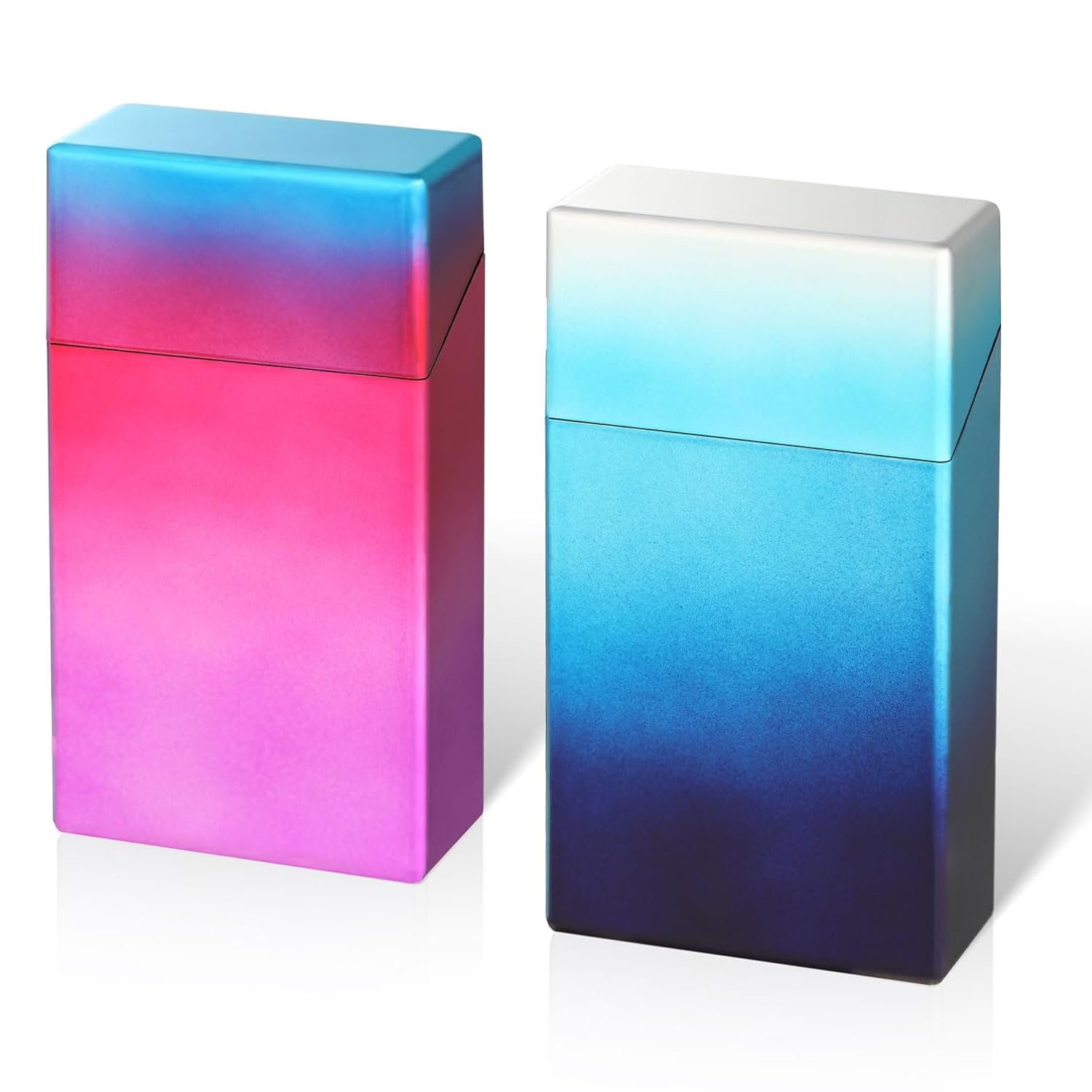 Cigarette case for 100's Can Hold a Small Lighter Suitable for 20 King Size Cigarette case Coin case Pill case Outdoor Weed Accessories for Women Men 2Pack (Blue Silver,Violet Blue, 100mm)