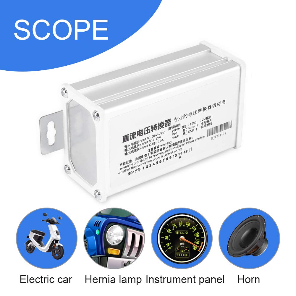 DC DC Wandler 72V auf 12V 10A 120W, Spannungswandler 36V-72V zu 12V Automobil, Spannungsreduzierer für Elektroauto, Golf Cart, E-Scooter