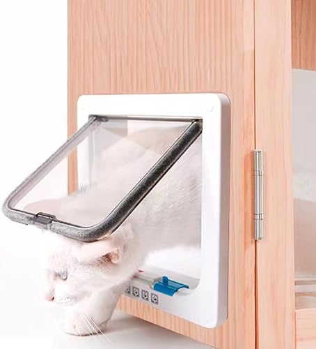MiniGlypture Puerta para gatos, cierre de 4 vías, puerta para mascotas, puerta para mascotas (hembra, S)
