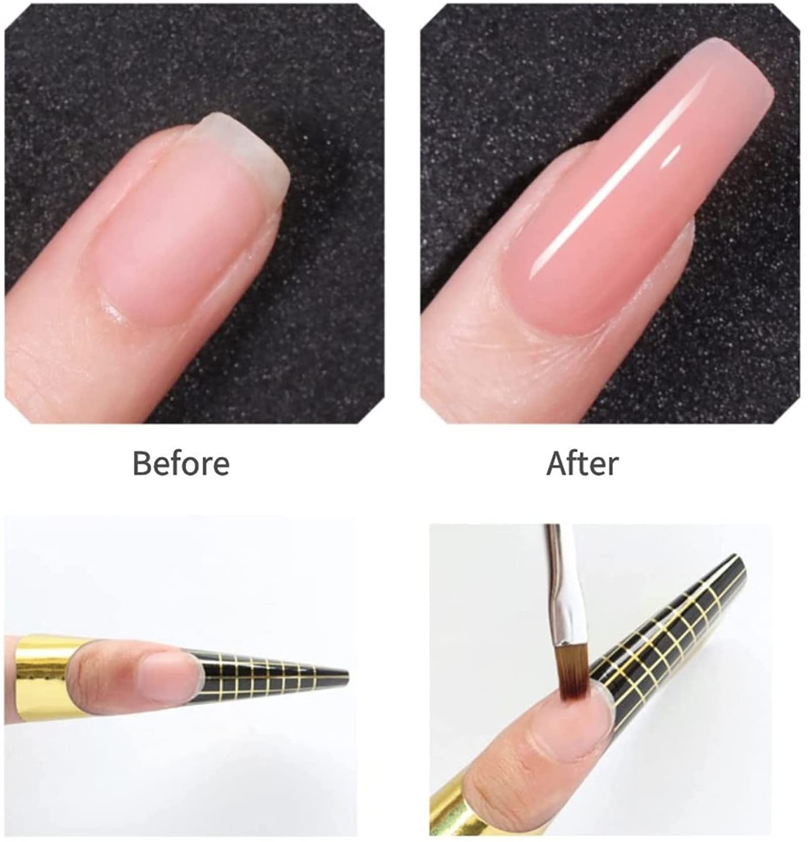 Bandeja de papel de manicura Oro, 200 Piezas, Plantilla para extensión de uñas UV Gel