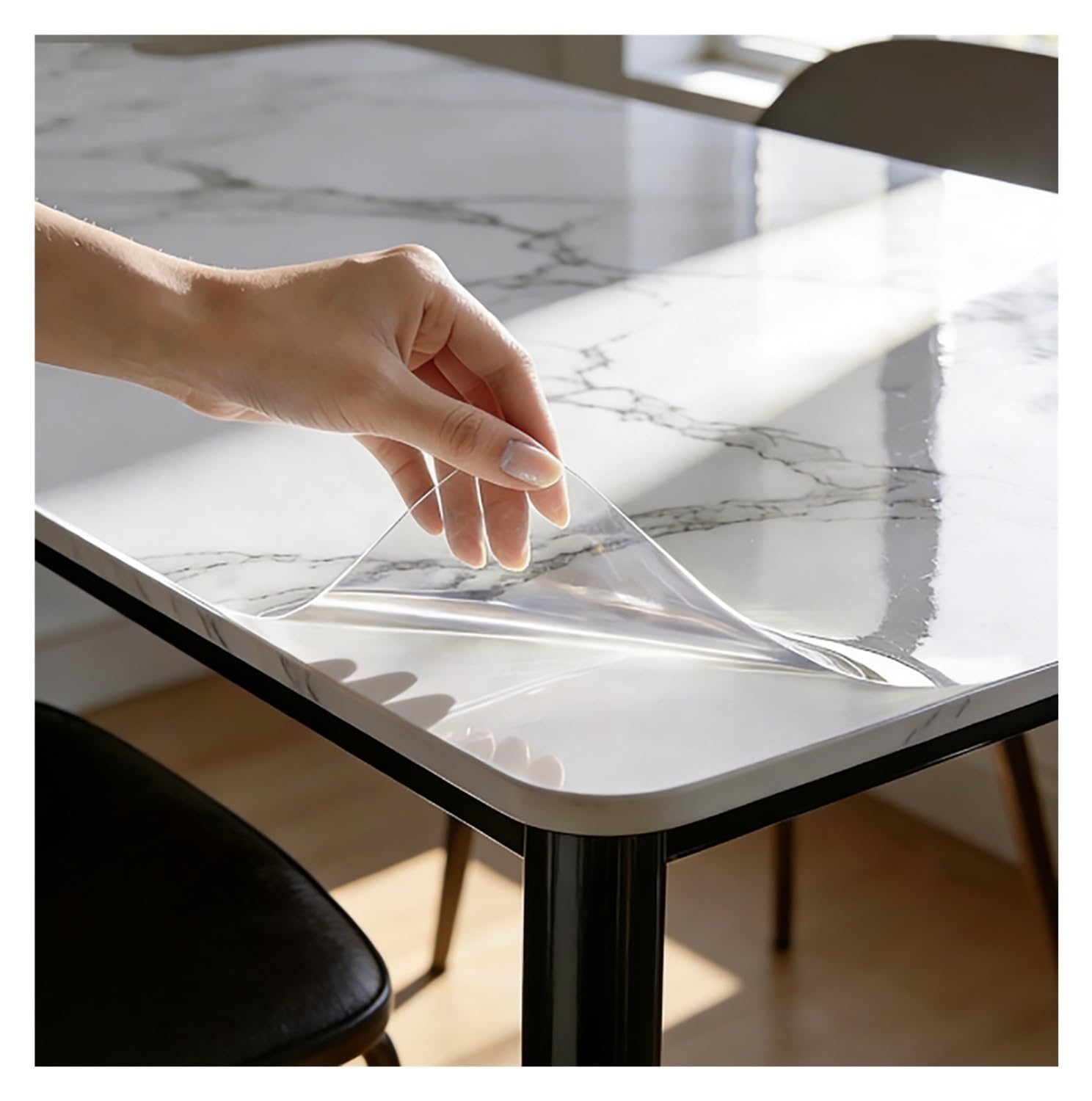Self- Adhesive Transparent Desk Top Clear Sticker Paper Film, Anti-Oil/Water/Stain TPU Table Protector Roll, Invisible Anti Scratch Clear Contact Paper for Custom Fit(24x110in)