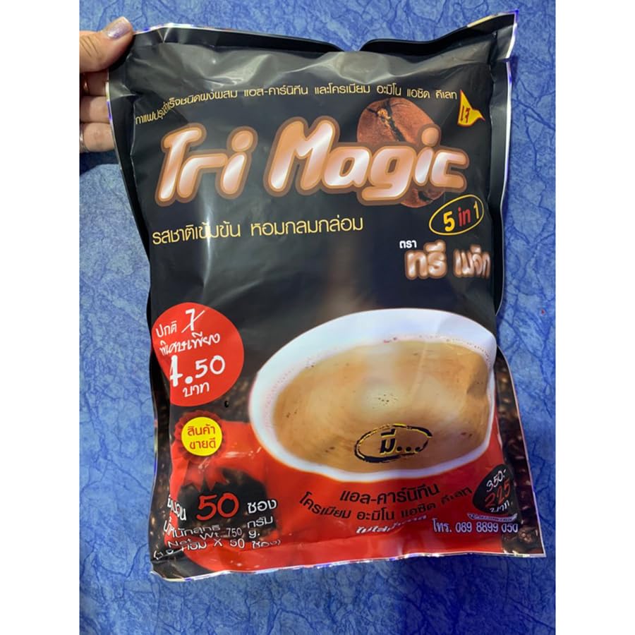Tri Magic 5in1 Coffee Instant Vegan J Delicious No Sugar Intense Flavor Fragrance SHIPPING BY DHL 50Sachets (Packs of 4) By Beautygoodshop [Get Free For You Beauty Gifts] image 3
