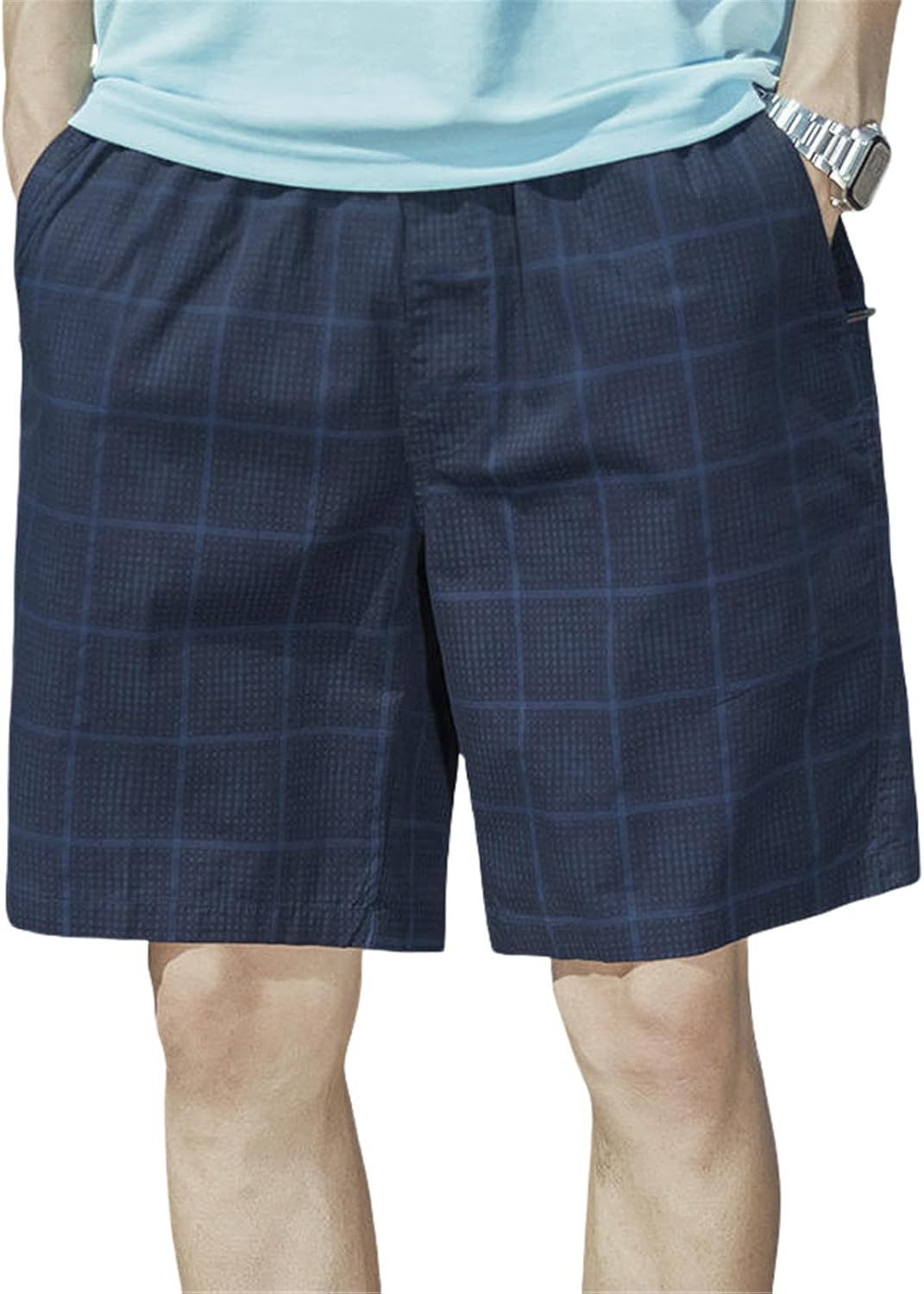 Men's Summer Business Casual Comfortable Loose Polka Dot Plaid Printed Five-Pocket Shorts