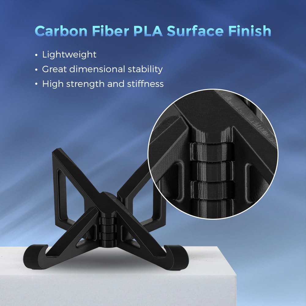 FLASHFORGE Filamento PLA in fibra di carbonio da 1,75mm, filamento per stampanti 3D in PLA rinforzato con fibra di carbonio, bobina da 1kg, alta resistenza e alta resistenza all'abrasione(PLA CF-Nero)