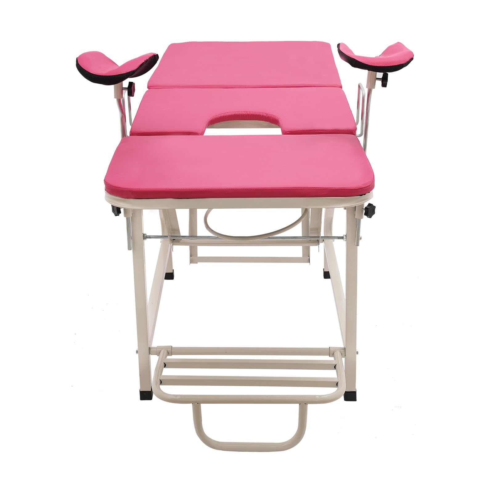 Faltender Gynäkologischer Stuhl Verstellbar 0-65° mit Beinhaltern | 150kg Traglast, PU-Polsterung | Für Untersuchung & Geburtshilfe (Rosa)